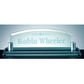 Curved Nameplate w/ Aluminum Holder on Jade Glass Base (3 3/8"x11"x3")